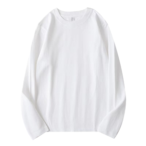 Moda e maglione di cotone pesante di alta qualità bianco oversize Casual a maniche lunghe intorno al collo felpa da uomo <span class=keywords><strong>t</strong></span>-<span class=keywords><strong>shirt</strong></span> - Product Image 3