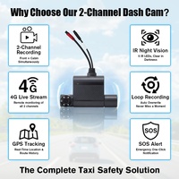 Caméra embarquée double 4G avant et intérieure 1080P avec WiFi, suivi GPS et diffusion vidéo en direct à distance pour flotte de taxis