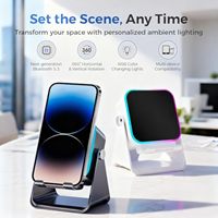 Haut-parleur sans fil rechargeable 5-en-1 avec induction USB V5.3, support de téléphone réglable, son stéréo multifonctionnel et LED RGB