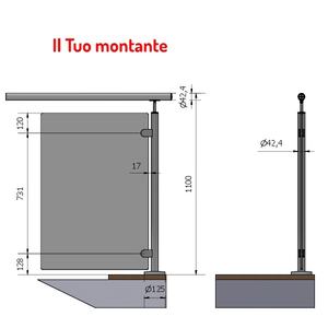 A4-Upright 42.4mm Verre aveugle Acier inoxydable AISI 316 Finition satinée Hauteur au sol 1.10m SKU P110112-2XDx - Product Image 1