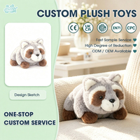 Boneka Rakun Lucu Berbulu Lembut, Mainan Hewan Isi Dakron Abu-abu, Boneka Tidur untuk Hadiah Anak, Grosir, Kustom, Dekorasi Rumah
