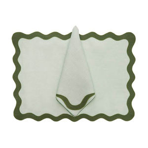 Vente en gros de sets de salle à manger brodés en lin festonné sets de table élégants en coton sets de table en dentelle en tissu faits à la main napperon enveloppant le lin - Product Image 5