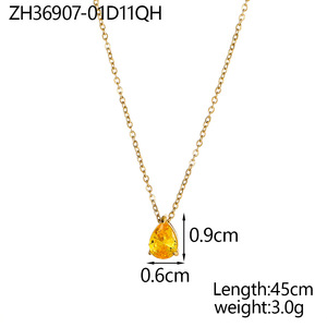 Collana con Ciondolo in Acciaio Inossidabile Placcato Oro 18k PVD Antiossidante, Personalizzabile con Cristallo a Goccia in 12 Colori, per Donne - Product Image 6