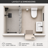 Ensemble WC et Douche Mobile de Luxe, Séparation Humide/Sèche, Écologique, Durable, Personnalisable, Salle de Bain Portable pour École, Parc, Extérieur