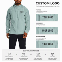 Veste de randonnée imperméable pour homme, coupe-vent, zippée, en polyester recyclé à 100 %, personnalisable OEM, pour activités sportives, entraînement et plein air.