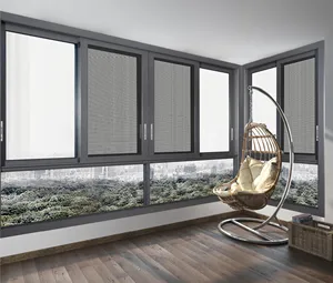 中国供应商涂层饰面现代房屋窗户设计玻璃门窗倾斜和转向铝黑色窗户