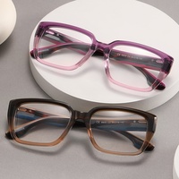 Lunettes de vue MS 1073 pour femme, monture carrée géométrique en acétate dégradé, branches minimalistes, artisanat exquis, texture premium