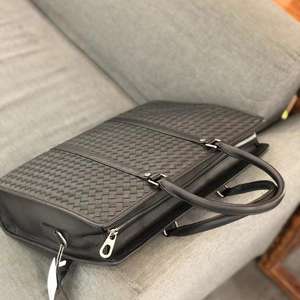 Porte-documents en cuir tissé Intrecciato fait main pour homme, sac à main de luxe en cuir de vachette importé pour ordinateur portable 14 pouces, sac de bureau - Product Image 4