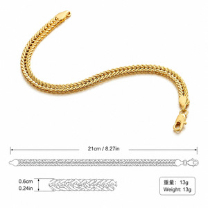 Bracelet chaîne queue de renard doré 6 mm unisexe, bijoux à maillons cubains, cadeau WSL023 - Product Image 2