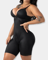 Bodysuit Moldeador Personalizado al por Mayor para Mujer, Escote en V Profundo, Sujetador Incorporado, Entrepierna Abierta, Control de Abdomen, Ropa Interior Moldeadora hasta Medio Muslo