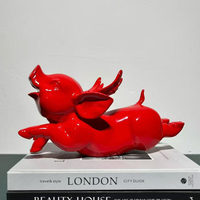 Ornement Artisanal Moderne Minimaliste en Résine, Modèle Cochon de Dessin Animé, 30 cm, Décoration de Bureau, Chambre d'Enfant, Décoration Intérieure, Cadeau