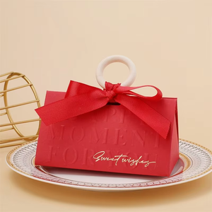 Boîtes de mariage pliables écologiques de luxe, boîtes cadeaux en papier portables pour bonbons, emballage haut de gamme avec nœud, pour bonbons et chocolats - Product Image 2