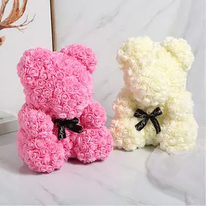 LED Rose Artificial 25 40Cm Pe Foam Bear Flower Rose Teddy Bear With Gift Box For Decoration Valentines Day Gift 2024 Rose Bear