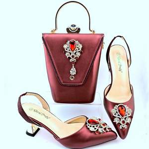 Conjunto de zapatos y bolsos italianos a la moda para mujer, zapatos de fiesta nigerianos y bolsos a juego para boda, bombas de fiesta africanas con monedero - Product Image 6
