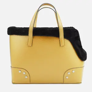 Custom Yellow Vegan Leather Stylish Women Pet Dog Cat Carrier Tote Hand Bag For Small Animal