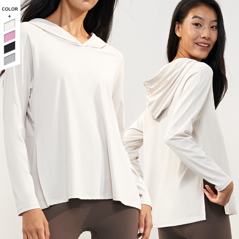 2024 Naked Feeling Hooded Yoga Long Sleeve Women Loose Comfortable Yoga Clothes Sports Fitness Top Fashion Breathable T-shirt