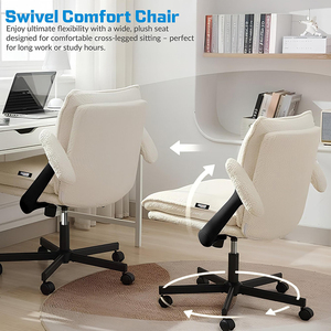Envío Gratuito, <span class=keywords><strong>Silla</strong></span> de Oficina Ergonómica con Respaldo Bajo, Asiento Ancho Ajustable, Base de Metal con Ruedas y Patas Cruzadas - Product Image 3