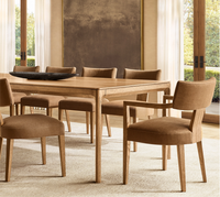 Fauteuil personnalisable en tissu coloré avec structure en bois massif, chaises de salle à manger en tissu pour la maison
