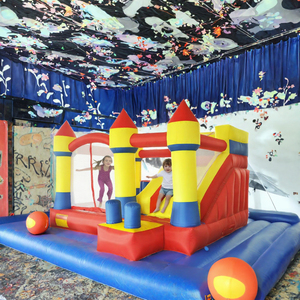 Château gonflable commercial en PVC avec toboggan et structure conique en maille pour fêtes en extérieur et jeux dans le jardin - Product Image 2
