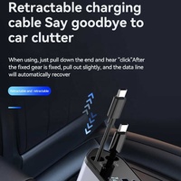 Kabel isi daya Cepat 4 in 1 USB, adaptor USB-C pengisi daya mobil dua Port dapat ditarik dengan Output PD QC3.0 untuk ponsel