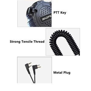 Микрофон Baofeng с 2 штырьками типа K & <span class=keywords><strong>M</strong></span> Тангенциальный, 360 °, вращающийся Задний зажим, аксессуары для рации, радио, Ht, микрофон, плечевой динамик - Product Image 3