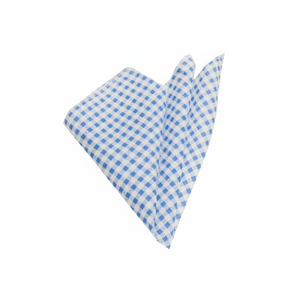 Blue <b>White</b> Checkered Cotton Weaving <b>Pocket</b> <b>Square</b> for Men One Size - Product Image 2