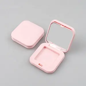 Private label praça caso único rosa bonito mini blush da paleta da sombra em pó recipiente de pó compacto