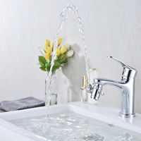 Robinet de salle de bain en cuivre Hongdec à double fonction avec aérateur, design moderne, rotation à 360 degrés, économiseur d'eau, pulvérisateur à bulles pressurisé