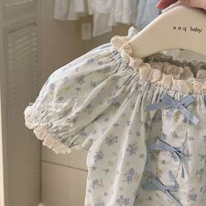 Tongxingyuan Girls Summer Floral Top And Shorts Set Cotton Two Piece Outfit For Children - Product Image 4