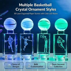 Trofeo de Cristal Grabado con Láser 3D Personalizado de Alta Calidad, Base LED, Recargable por USB, Regalo Moderno Coleccionable de <span class=keywords><strong>Baloncesto</strong></span> y Fútbol para Niños - Product Image 3