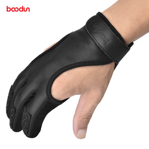 Baodun Three Finger Archery Glove Leather Black Unisex Outdoor <b>Shooting</b> Protection Smlxl - Product Image 3