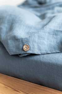 Ensemble de housse de couette en lin personnalisé Queen Size 100% en camomille jaune-beige délavé doux boutons lavés literie à usage domestique - Product Image 6