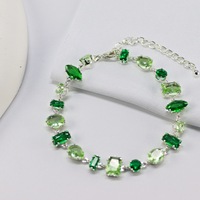 Ensemble de bijoux tendance et luxueux pour femmes, bracelet et collier en or et argent plaqué, couleur verte et colorée
