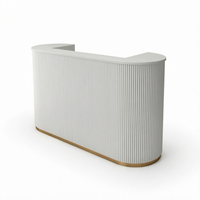 Bureau de réception moderne en bois massif pliable et incurvé blanc extensible par PUDILAI pour spa, salle de sport, salon de beauté, comptoir de caisse