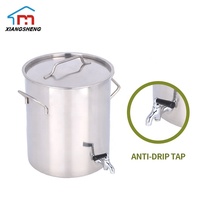 Marmite en acier inoxydable portable de 50 L pour le camping en plein air, avec robinet et support pour réchaud à gaz
