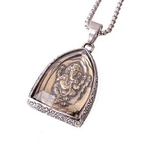 Stile religioso intagliato induismo collane amuleto copertura di vetro religione rilievo elefante Ganesha collana pendente per gli <span class=keywords><strong>uomini</strong></span> - Product Image 4