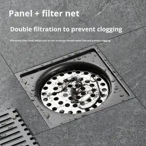 304 Stainless Steel Anti-odor <b>Brushed</b> Surface Deodorizing Filter Floor Drain Gun Gray All-Copper Core Bathroom Shower - Product Image 4