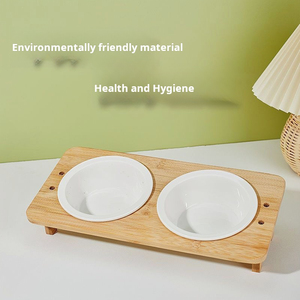 Tigela De Cachorro De Cerâmica Com Borda Encurvada Para Proteger O Pescoço E Evitar Derramamentos Tigela De Comida De Gato Com Bambu Encurvada E Tigela De Madeira - Product Image 4