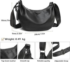 Genuine <b>Leather</b> Crossbody Bag for Women <b>Soft</b> Pebble Shoulder <b>Purse</b> Medium Handbag with Buckle Closure All Seasons Casual Style - Product Image 2