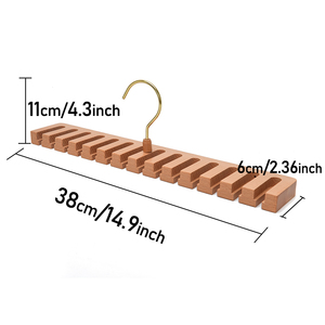 2 en 1 Ceintures de cintres en bois Support de rangement Cintres muraux Cintres en bois de qualité Ceintures de garde-robe Organisateur - Product Image 2