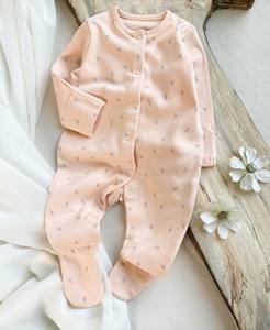 Adorable <span class=keywords><strong>pyjama</strong></span> bébé à pieds à motifs floraux <span class=keywords><strong>Pyjama</strong></span> bébé à pieds vintage à motifs floraux Vert clair Imprimé rose Combinaison bébé - Product Image 1