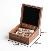 Boîte à souvenirs en bois de noyer Landy, écologique, gravée, avec couvercle magnétique, petite boîte de rangement pour souvenirs, photos, bijoux, cadeaux, logo personnalisé