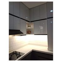 Meuble de cuisine moderne Shaker en bois massif et placage de contreplaqué, avec crédence sous évier, écologique, personnalisable, design modulaire, pour appartement, en MDF