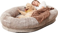 Lit pour chien et chat de luxe moderne pliable, solide et protecteur, extra-large, taille humaine, portable, en tissu, mousse à mémoire de forme, utilisable toutes saisons, surélevé