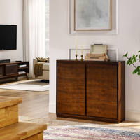Buffet moderne couleur noyer avec 2 trous pour prises, armoire de rangement pour salon
