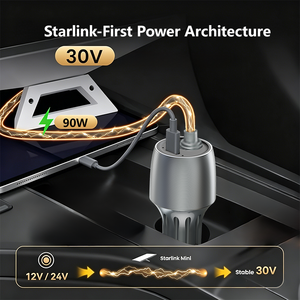 Cargador de Coche de 90W para Starlink Mini, Puerto USB-C PD de 33W, Salida de 30V, Logotipo Personalizado OEM/ODM, Venta al Por Mayor Directa de Fábrica, MOQ Bajo - Product Image 2