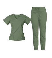 Ensemble de tenues médicales personnalisées en tissu extensible tissé avec col en V pour femmes, pantalon de jogging, uniforme pour infirmières, salons, dentistes et hôpitaux