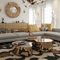Ensemble de tables basses de luxe, design moderne, plateau en verre trempé, base en acier inoxydable, pour villa et manoir, table centrale de style affirmé