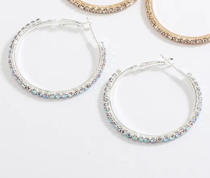 Pendientes de Aro Grandes de Lujo de 4.5CM con Diamantes Dorados y Plateados, Pendientes de Aro con Cristales Brillantes para Mujer, para Fiestas y Uso Diario - Product Image 4
