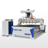 Machine CNC à 6 têtes/3 axes pour la sculpture sur bois avec axe rotatif